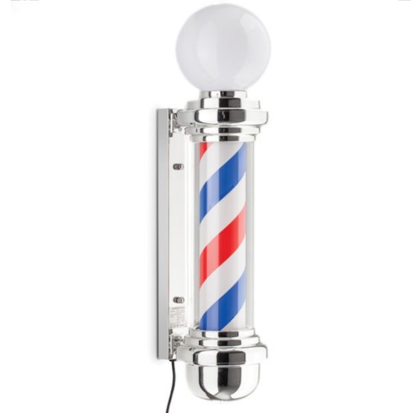 Barberpole lux lighting Aantrekkelijk Reclame symbool in rood - wit - blauw . Trekt veel potentiële klanten en bezoekers.